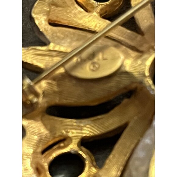 Kenneth Jay Lane KJL Blue & Rhinestone Vintage Square Floral Brooch Signed - Picture 6 of 16